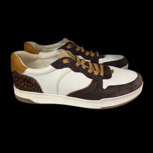 Madewell MWL Womens Sz 8 Calf Hair Leather Sneakers Brown White Animal Print